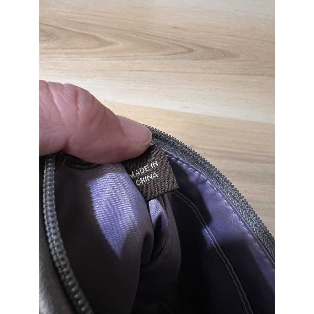 Coach Y2K Silver Leather Chain Emblem Embossed Wristlet Hangtag Purple Interior‎ - Picture 6 of 11